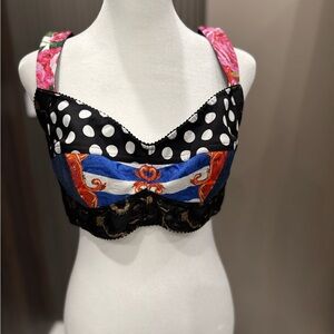 Dolce & Gabbana Black and Floral Bustier Top